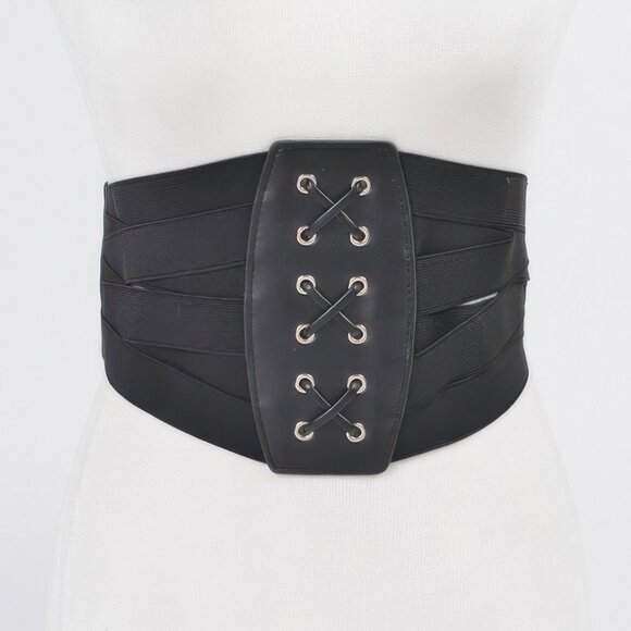 Faux Leather Corset Wide Elastic Belt - Picture 1 of 4
